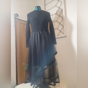 Beutiful Black Gothic Boho Tulle Asymetrical Dress with Long Sleeves NO SIZE TAG
